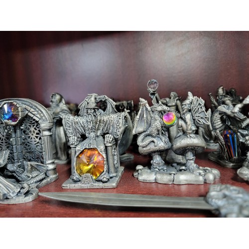 344 - 45 fantasy & legend pewter figures with crystal balls inc The Lore maker, Morgan Le Fey, each one si... 