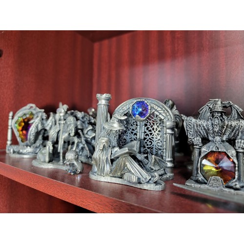 344 - 45 fantasy & legend pewter figures with crystal balls inc The Lore maker, Morgan Le Fey, each one si... 