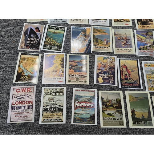 235 - A large collection of various postcards of vintage posters mostly covering railways of various towns... 