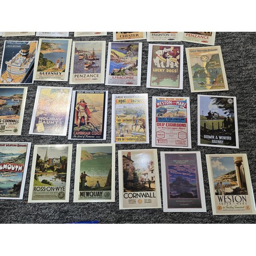 235 - A large collection of various postcards of vintage posters mostly covering railways of various towns... 