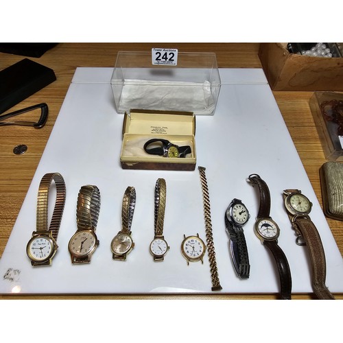 242 - A collection of 9 various vintage wrist watches including Oris, Rotary, Relide, along with a vintage... 