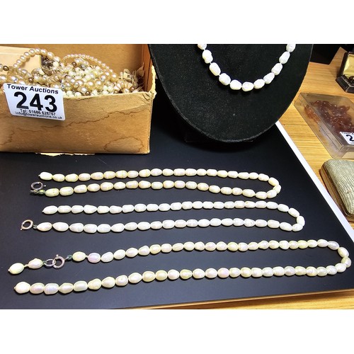 243 - A large collection of pearl jewellery to include a good genuine pearl necklace with a 925 silver cla... 