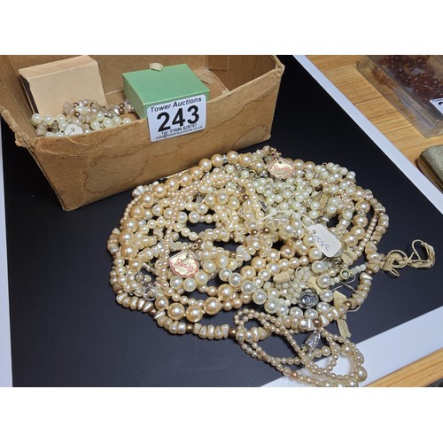 243 - A large collection of pearl jewellery to include a good genuine pearl necklace with a 925 silver cla... 