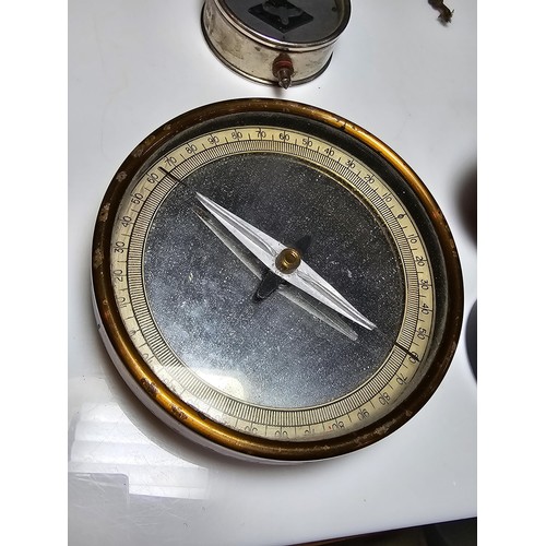 257 - A collection of 3 vintage compasses along with a bolt meter gauge to include a military compass, a l... 