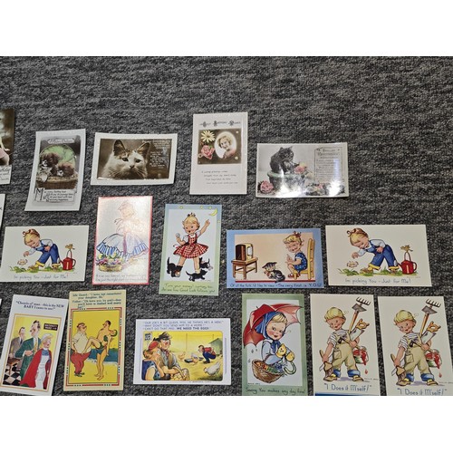 264 - A collection of vintage comical postcards and greeting cards along with a small quantity of ephemera... 