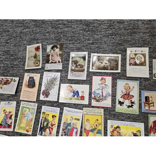 264 - A collection of vintage comical postcards and greeting cards along with a small quantity of ephemera... 