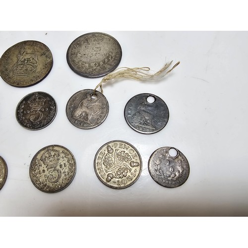 266 - A small collection of vintage coins to include 15x silver British coins all PRE-1947 which includes ... 