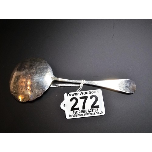 272 - A vintage solid sterling silver spoon marked Brooklyn Bridge with a Native American head to the top ... 