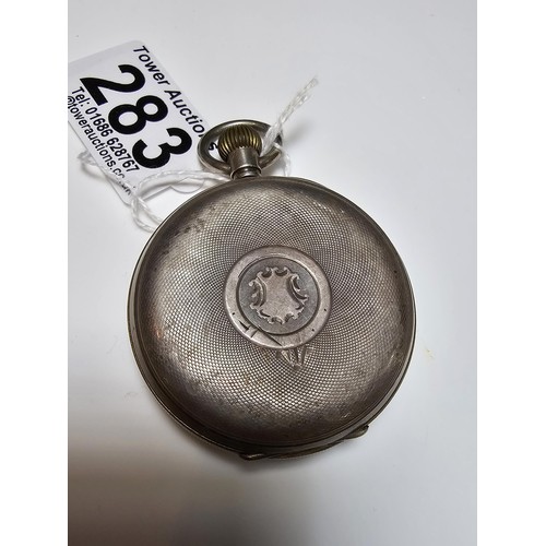 283 - A hallmarked silver pocket-watch having a clean dial and in good condition, watch has been tested fo... 