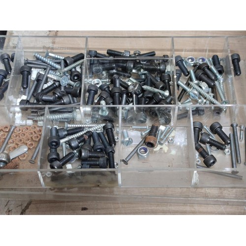 421 - Box containing a quantity of shed odds inc lawn shears, plasterers floats, 7 piece hole punch set a ... 