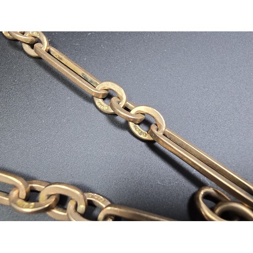 300 - An antique hallmarked 9ct rose gold double Albert pocketwatch chain with T-bar, in excellent clean c... 