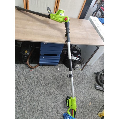 441 - Good quality Garden Gear 20v cordless hedge trimmer  telescopic handled and tilt head in good order ... 