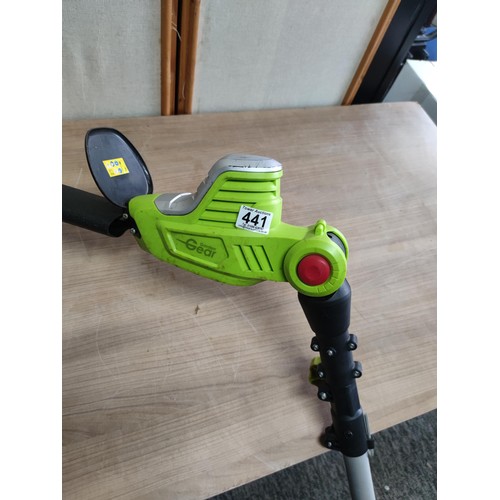 441 - Good quality Garden Gear 20v cordless hedge trimmer  telescopic handled and tilt head in good order ... 