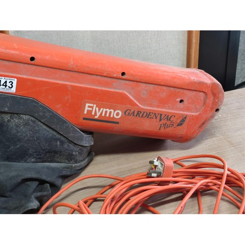 443 - Flymo garden vac plus garden vacuum and blower complete with power cable