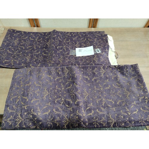 465 - A pair of good quality thick unused Laura Ashley curtains in purple with gold coloured design no hea... 