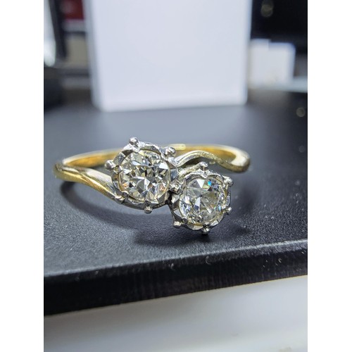 311 - A fine quality hallmarked 18ct yellow gold 2 stone diamond ring inset with 2x 0.256 ct diamonds (5.1... 