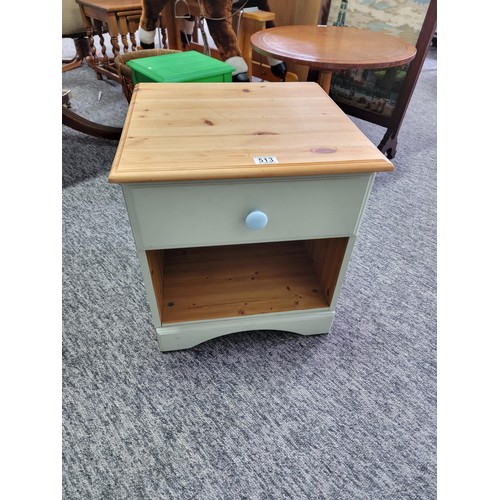 513 - 1 drawer bedside cabinet with lower shelf painted in duck egg blue