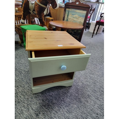 513 - 1 drawer bedside cabinet with lower shelf painted in duck egg blue