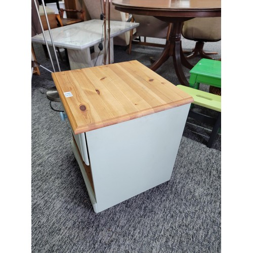 513 - 1 drawer bedside cabinet with lower shelf painted in duck egg blue