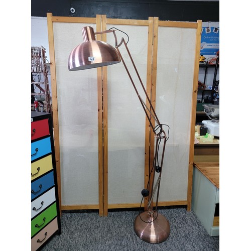 524 - Very Large copper angle poise lamp in good clean order could do with a new switch stands over 6 foot... 