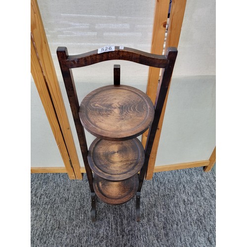 526 - Oak folding cake rack with great aged patina and nice and solid