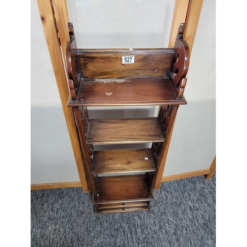 527 - Beautiful small mahogany 2 drawer bookcase Chippendale style with intricate carved sides open back a... 