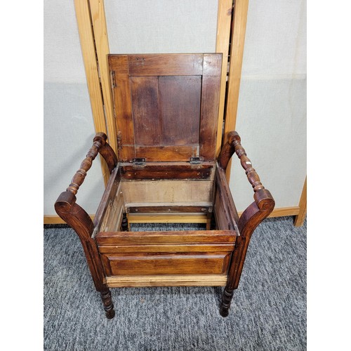 530 - Mahogany old commode stool or seat it has no commode inside and has turned handles to each side