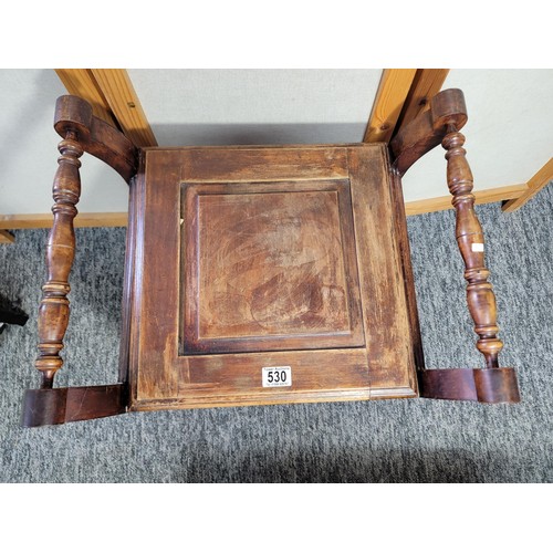 530 - Mahogany old commode stool or seat it has no commode inside and has turned handles to each side