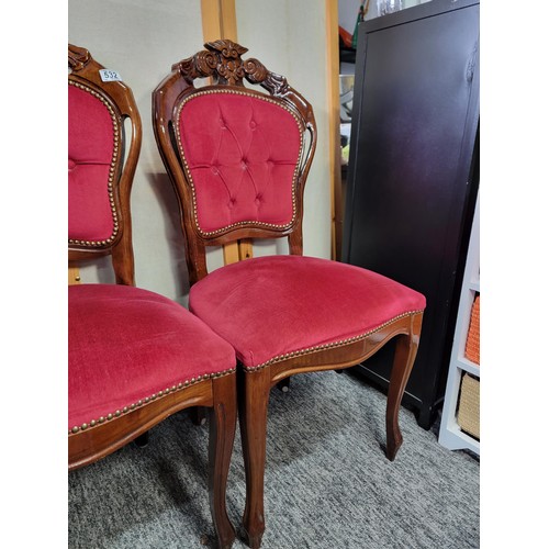 532 - Fine pair of bespoke made Italian style dining chairs with red dralon seats and backs in fine order ... 