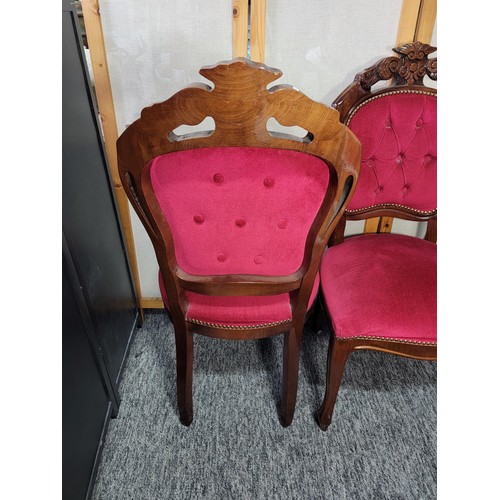 532 - Fine pair of bespoke made Italian style dining chairs with red dralon seats and backs in fine order ... 