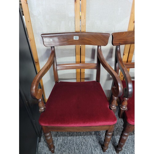 533 - Pair of fine quality antique Georgian carver chairs having good turned legs in solid mahogany frames... 