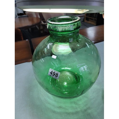 498 - Large Verisa green glass Carbuoy in good overall condition