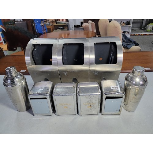 499 - Quantity of stainless steel items to include 4x Gelateria Carte Dor napkin dispensers along with 3x ... 