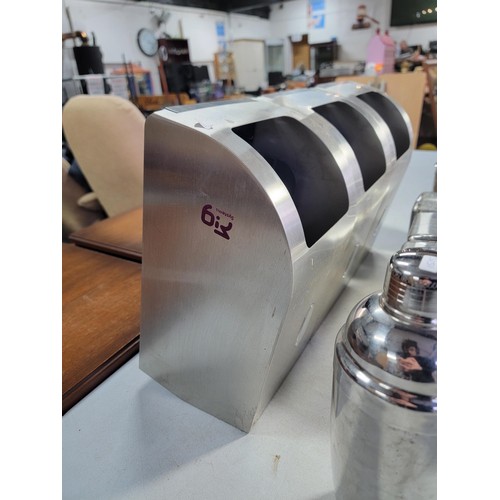 499 - Quantity of stainless steel items to include 4x Gelateria Carte Dor napkin dispensers along with 3x ... 