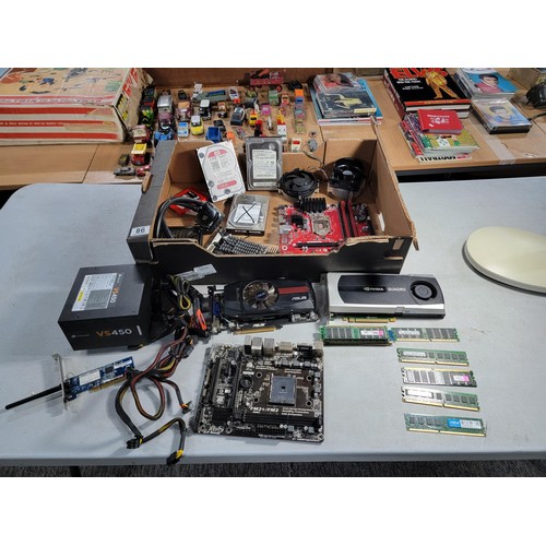 86 - A collection of PC accessories and components to include a corsair VS450 power supply, a FM2+DDR3 mo... 