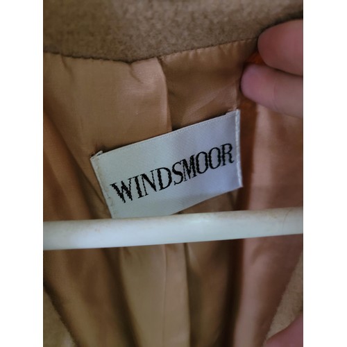 99 - A large ladies pure wool camel coat in good order by Windsmoor, size 18,