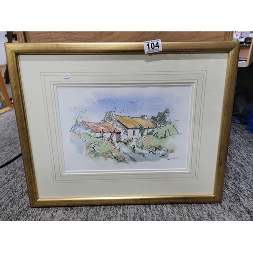 104 - James McConnell irish farm stead framed and glazed picture in pen ink and watercolour signed to the ... 