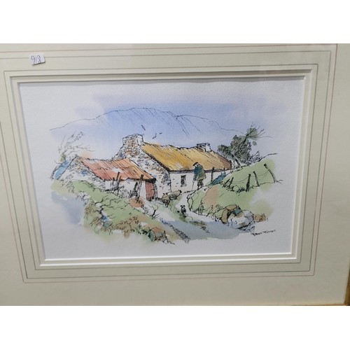 104 - James McConnell irish farm stead framed and glazed picture in pen ink and watercolour signed to the ... 