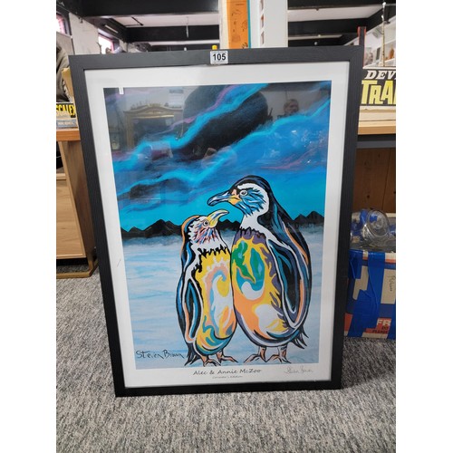 105 - Large framed and glazed print titled Alec & Annie McZoo, hand signed Steven Brown in good order heig... 