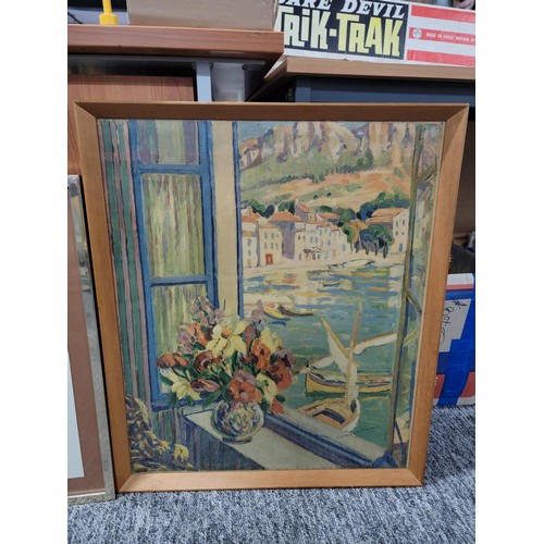 109 - 2x framed and glazed pictures inc Clements Hassell print of a window scene along with a pressed flow... 