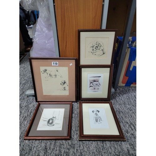 110 - Collection of 5x framed and glazed prints inc 2x by Cecil Aldin, a Lucy Dawson 1926 print etc larges... 