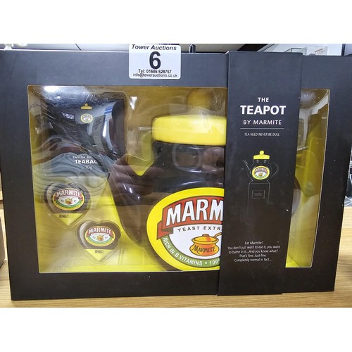 6 - 3x brand new and boxed collectable Marmite sets to include, The teapot with teabags, The mug and The... 