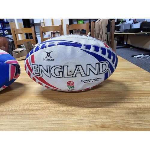 9 - 2 full size Rugby balls relating to the rugby world cup, one is for the world cup 2011 New Zealand (... 