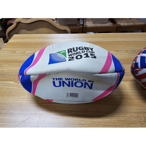 9 - 2 full size Rugby balls relating to the rugby world cup, one is for the world cup 2011 New Zealand (... 