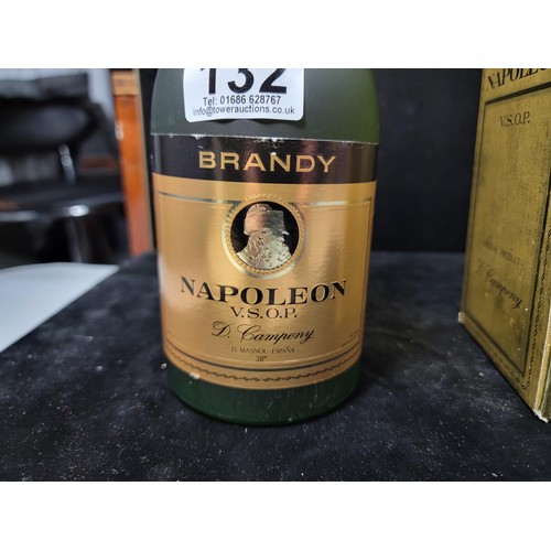 132 - Boxed new and sealed bottle of Napoleon brandy dating from late 1980's early 1990's in good order