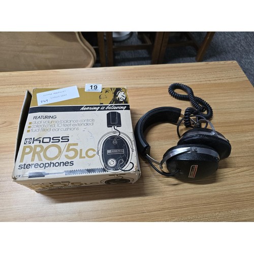 19 - Pair of vintage Koss pro 5LC stereo head phones in their original box and in good order