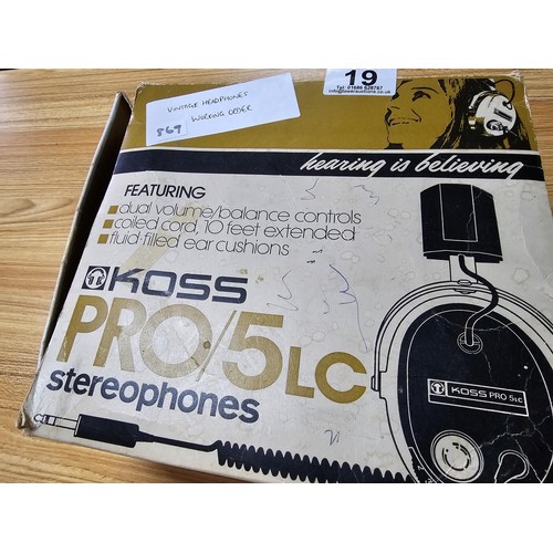 19 - Pair of vintage Koss pro 5LC stereo head phones in their original box and in good order