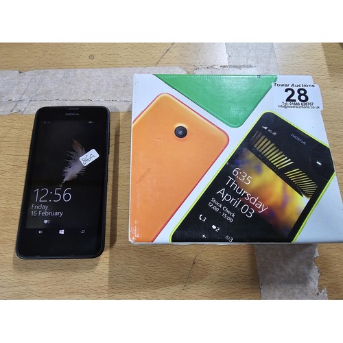 28 - Nokia Lumia 635 mobile phone complete in original box and with charging cable factory reset ready fo... 