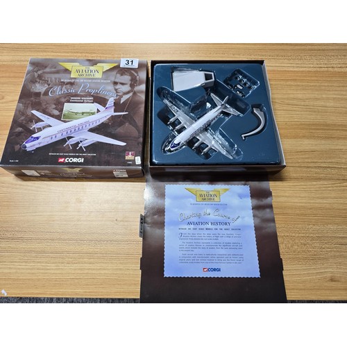 31 - Boxed as new Corgi The Aviation Archive classic propliners diecast model plane with stand Vickers Vi... 