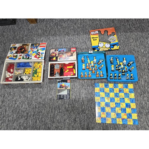 41 - 2 good vintage sets of Lego and The Simpsons chess set to include a vintage Lego set no 40 from 1976... 